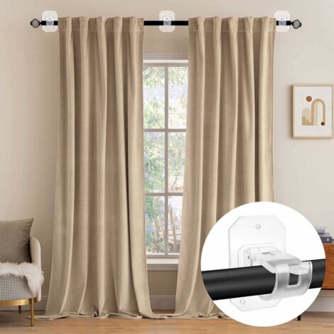 10 Pièces Support Rideau Sans Percage Crochets, Supports pour Tringles à Rideaux, Adhesifs