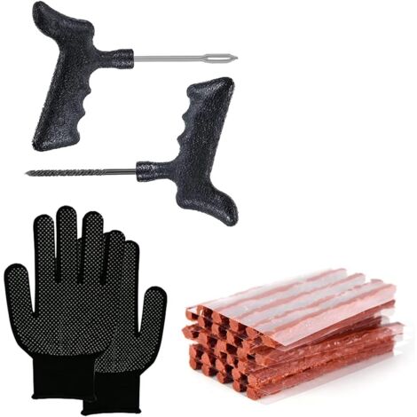 Kit De Réparation Pneus 95 Pièces - Pour Voiture, Vélo, Moto, VAE, Avec Bandes, Mèches, Outils (boîte Bleue)