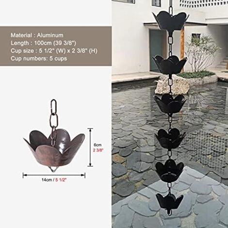 Chaîne De Pluie Décorative En Alliage Aluminium 100cm - Remplaçant Descente Pluviale, Pour Gouttière, Toit, Terrasse