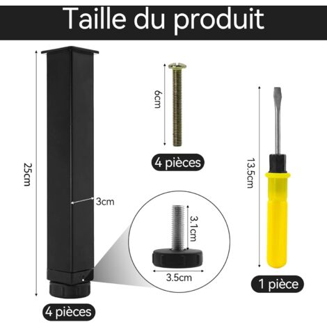 ZYNERY Lot De 4 Pieds Pour Sommier à Lattes, Pied 2026 Pas Cher - 5