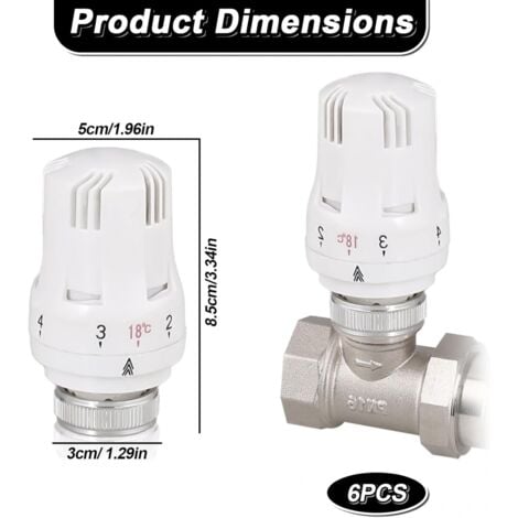Tete Thermostatique Radiateur, 6 Pièces Tête de Vanne de Radiateur, Robinet Thermostatique Radiateur, M30 X 1,5 Tête de Thermostat, Tête de Radiateur pour Le Bureau et La Maison(A)-différentes quantit
