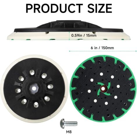Plateau de ponçage 150 mm, plaque de ponçage d'aspiration de poussière 150 mm compatible avec ponceuse excentrique Festool Rotex RO, ETS 150, ETS EC 150, LEX