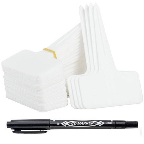 100 Pcs Etiquette Jardin Exterieur Marqueurs En Plastique De Plantes Type T Plastique Etiquette Potager Avec Stylo Etanche Etiquetage Reutilisable Et Accessoiresblanc 82527107