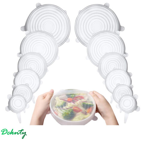 Couvercles En Silicone Alimentaire 12 Pièces - Élastiques Réutilisables Lavables Lave-vaisselle - Multi-Tailles