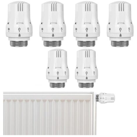 Lot de 6 têtes thermostatiques pour radiateur - Valve de refroidissement intelligente - Tête de rechange : Thermostat de radiateur - Tête de rechange pour le bureau, la maison