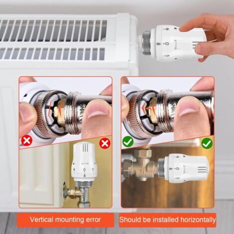 Lot de 6 têtes thermostatiques pour radiateur - Valve de refroidissement intelligente - Tête de rechange : Thermostat de radiateur - Tête de rechange pour le bureau, la maison