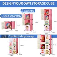 Armoire Rangement Enfant LANTUS 111x37x147cm - Meuble DIY à Motifs Animaux Plastique