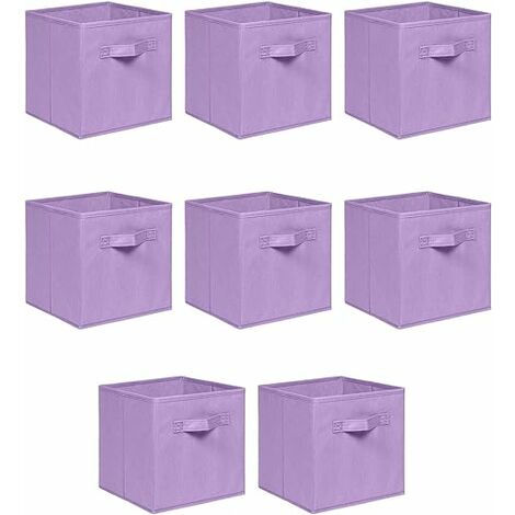 Foldable Storage Boxes,Non-Woven Fabric Storage Box Set,Storage Drawers for Cube Storage Unit,26.5x26.5x28 cm (Light Purple, Set of 8)