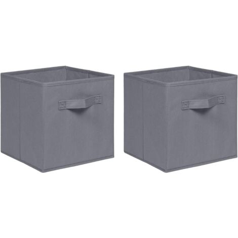 Foldable Storage Boxes,Non-Woven Fabric Storage Box Set,Storage Drawers for Cube Storage Unit,26.5x26.5x28 cm (Grey, Set of 2)