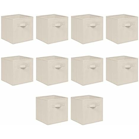 Foldable Storage Boxes,Non-Woven Fabric Storage Box Set,Storage Drawers for Cube Storage Unit,26.5x26.5x28 cm (Beige, Set of 10)
