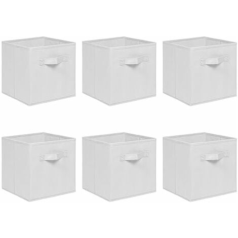 Foldable Storage Boxes,Non-Woven Fabric Storage Box Set,Storage Drawers for Cube Storage Unit,26.5x26.5x28 cm (Off White, Set of 6)