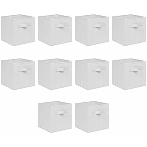 Foldable Storage Boxes,Non-Woven Fabric Storage Box Set,Storage Drawers for Cube Storage Unit,26.5x26.5x28 cm (Off White, Set of 10)