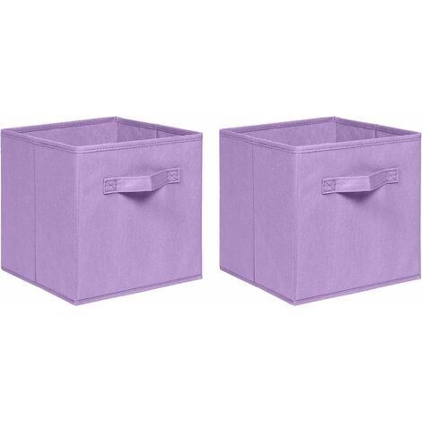 Foldable Storage Boxes,Non-Woven Fabric Storage Box Set,Storage Drawers for Cube Storage Unit,26.5x26.5x28 cm (Light Purple, Set of 2)