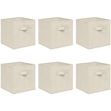 Foldable Storage Boxes,Non-Woven Fabric Storage Box Set,Storage Drawers for Cube Storage Unit,26.5x26.5x28 cm (Beige, Set of 6)