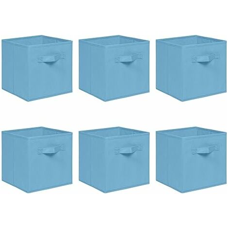 Foldable Storage Boxes,Non-Woven Fabric Storage Box Set,Storage Drawers for Cube Storage Unit,26.5x26.5x28 cm (Light Blue, Set of 6)