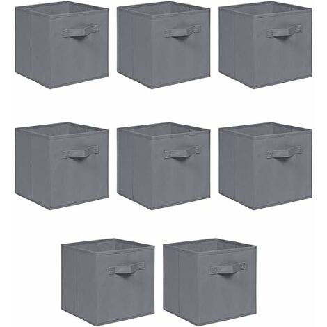 Foldable Storage Boxes,Non-Woven Fabric Storage Box Set,Storage Drawers for Cube Storage Unit,26.5x26.5x28 cm (Grey, Set of 8) (1/5)