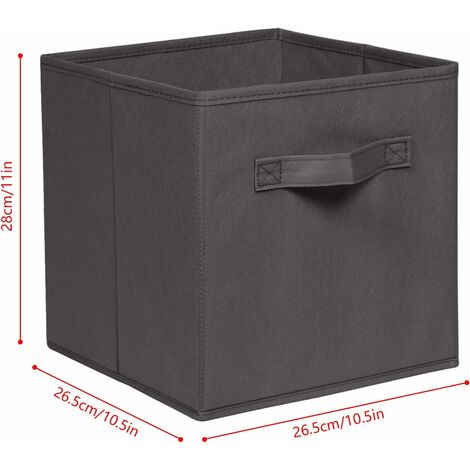 Foldable Storage Boxes,Non-Woven Fabric Storage Box Set,Storage Drawers for Cube Storage Unit,26.5x26.5x28 cm (Dark Grey, Set of 4)
