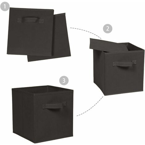 Foldable Storage Boxes,Non-Woven Fabric Storage Box Set,Storage Drawers for Cube Storage Unit,26.5x26.5x28 cm (Dark Grey, Set of 4)