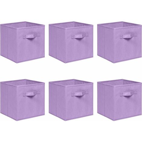Foldable Storage Boxes,Non-Woven Fabric Storage Box Set,Storage Drawers for Cube Storage Unit,26.5x26.5x28 cm (Light Purple, Set of 6)