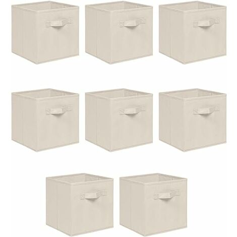 Foldable Storage Boxes,Non-Woven Fabric Storage Box Set,Storage Drawers for Cube Storage Unit,26.5x26.5x28 cm (Beige, Set of 8)