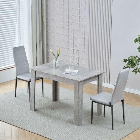 Dining Room Set, Beton Grey Dining Table with Chairs, 110x70 cm Table and Chairs for Living Room Home Kitchen (Table with 2 Chairs, Grey Flannel)