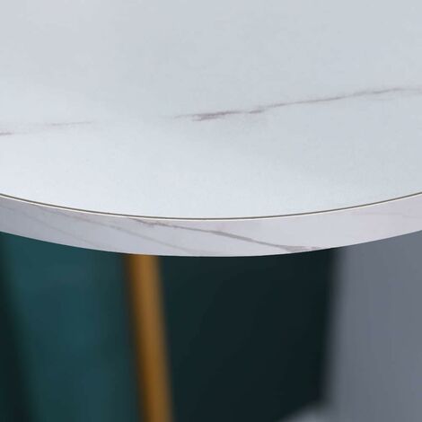 Tall Table with 2 Tiers, Round End Table Sofa Side Table, 90cm Plant Stand Indoor Plant Holder, with White Marble Texture (White, 30x30x90 cm)