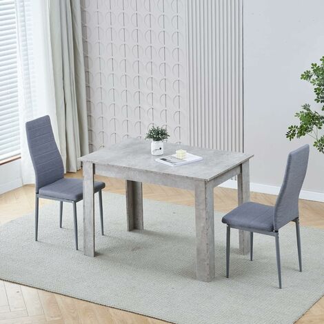 Dining Room Set, Beton Grey Dining Table with Chairs, 110x70 cm Table and Chairs for Living Room Home Kitchen (Table with 2 Chairs, Grey Linen)