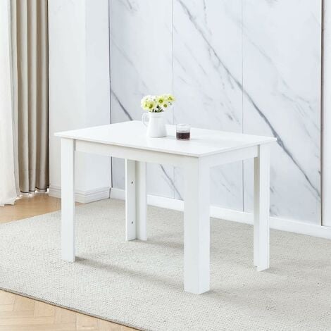 Dining Room Set, White Dining Table with Chairs, Table and Chairs for Living Room Home Kitchen (Table with 4 Chairs, Grey Faux Leather)
