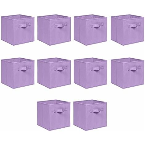 Foldable Storage Boxes,Non-Woven Fabric Storage Box Set,Storage Drawers for Cube Storage Unit,26.5x26.5x28 cm (Light Purple, Set of 10)