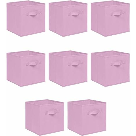 Foldable Storage Boxes,Non-Woven Fabric Storage Box Set,Storage Drawers for Cube Storage Unit,26.5x26.5x28 cm (Pink, Set of 8)