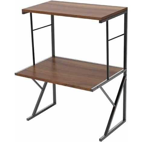 Countertop Microwave Rack Storage Shelving Unit, Small Oven Shelf Microwave Stand, Printer Stand for Desktop Storage Organizer (Walnut, 3 tiers)