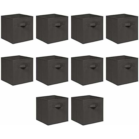 Foldable Storage Boxes,Non-Woven Fabric Storage Box Set,Storage Drawers for Cube Storage Unit,26.5x26.5x28 cm (Dark Grey, Set of 10)