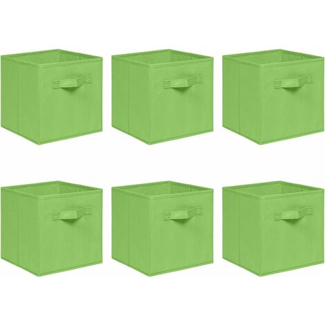 Foldable Storage Boxes,Non-Woven Fabric Storage Box Set,Storage Drawers for Cube Storage Unit,26.5x26.5x28 cm (Green, Set of 6) (1/5)