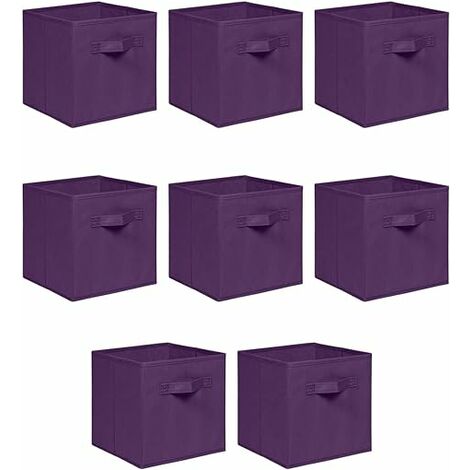 Foldable Storage Boxes,Non-Woven Fabric Storage Box Set,Storage Drawers for Cube Storage Unit,26.5x26.5x28 cm (Dark Purple, Set of 8)