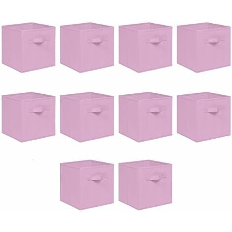 Foldable Storage Boxes,Non-Woven Fabric Storage Box Set,Storage Drawers for Cube Storage Unit,26.5x26.5x28 cm (Pink, Set of 10)
