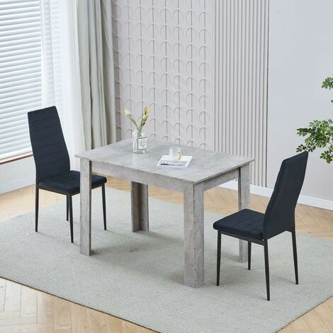 Dining Room Set, Beton Grey Dining Table with Chairs, 110x70 cm Table and Chairs for Living Room Home Kitchen (Table with 2 Chairs, Black Flannel) (1/5)
