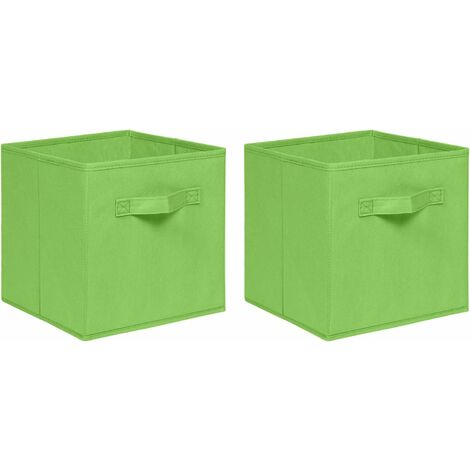 Foldable Storage Boxes,Non-Woven Fabric Storage Box Set,Storage Drawers for Cube Storage Unit,26.5x26.5x28 cm (Green, Set of 2)
