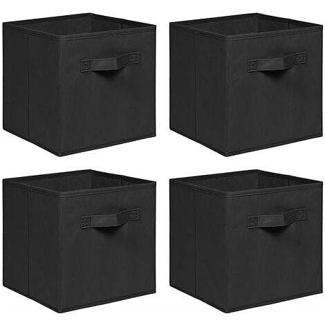 Foldable Storage Boxes,Non-Woven Fabric Storage Box Set,Storage Drawers for Cube Storage Unit,26.5x26.5x28 cm (Black, Set of 4)