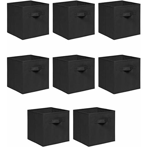 Foldable Storage Boxes,Non-Woven Fabric Storage Box Set,Storage Drawers for Cube Storage Unit,26.5x26.5x28 cm (Black, Set of 8)