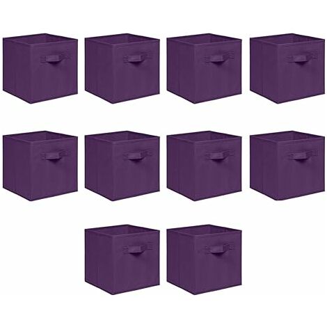 Foldable Storage Boxes,Non-Woven Fabric Storage Box Set,Storage Drawers for Cube Storage Unit,26.5x26.5x28 cm (Dark Purple, Set of 10)