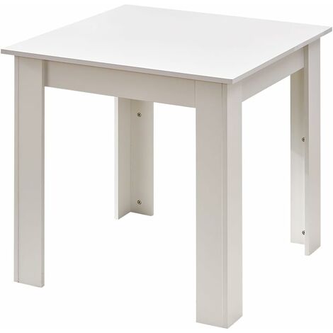 Small Dining Table 75x75cm Square Table  High Gloss Table Top Kitchen Table Home Furniture (White)