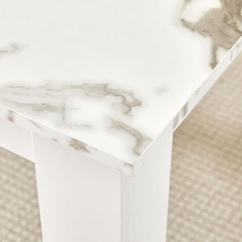 Small Dining Table 75x75cm Square Table High Gloss Table Top Kitchen Table Home Furniture (Marble-White)