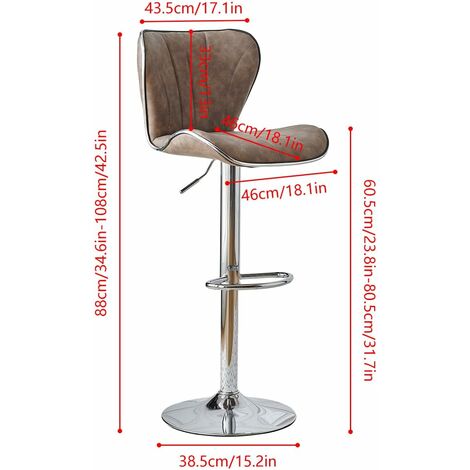 Bar Stools Set of 2, Height Adjustable Swivel Barstools, Faux Leather Upholstered Bar Chair for Home Kitchen Home Bar Model A (Brown)