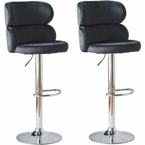 Industrial Bar Stool Beau Chenille Black - Furnwise