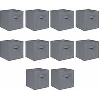 Foldable Storage Boxes,Non-Woven Fabric Storage Box Set,Storage Drawers for Cube Storage Unit,26.5x26.5x28 cm (Grey, Set of 10)