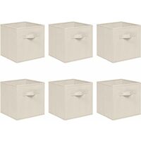 Foldable Storage Boxes,Non-Woven Fabric Storage Box Set,Storage Drawers for Cube Storage Unit,26.5x26.5x28 cm (Beige, Set of 6)