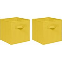 Foldable Storage Boxes,Non-Woven Fabric Storage Box Set,Storage Drawers for Cube Storage Unit,26.5x26.5x28 cm (Bright Yellow, Set of 2)