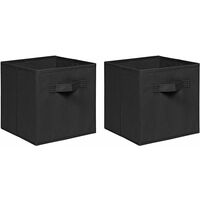 Foldable Storage Boxes,Non-Woven Fabric Storage Box Set,Storage Drawers for Cube Storage Unit,26.5x26.5x28 cm (Black, Set of 2)