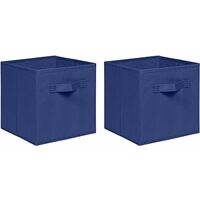 Foldable Storage Boxes,Non-Woven Fabric Storage Box Set,Storage Drawers for Cube Storage Unit,26.5x26.5x28 cm (Navy, Set of 2)