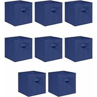 Foldable Storage Boxes,Non-Woven Fabric Storage Box Set,Storage Drawers for Cube Storage Unit,26.5x26.5x28 cm (Navy, Set of 8)